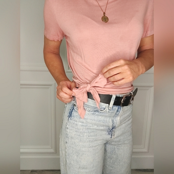 Cute Pink Tie-up T Shirt - Picture 2 of 4
